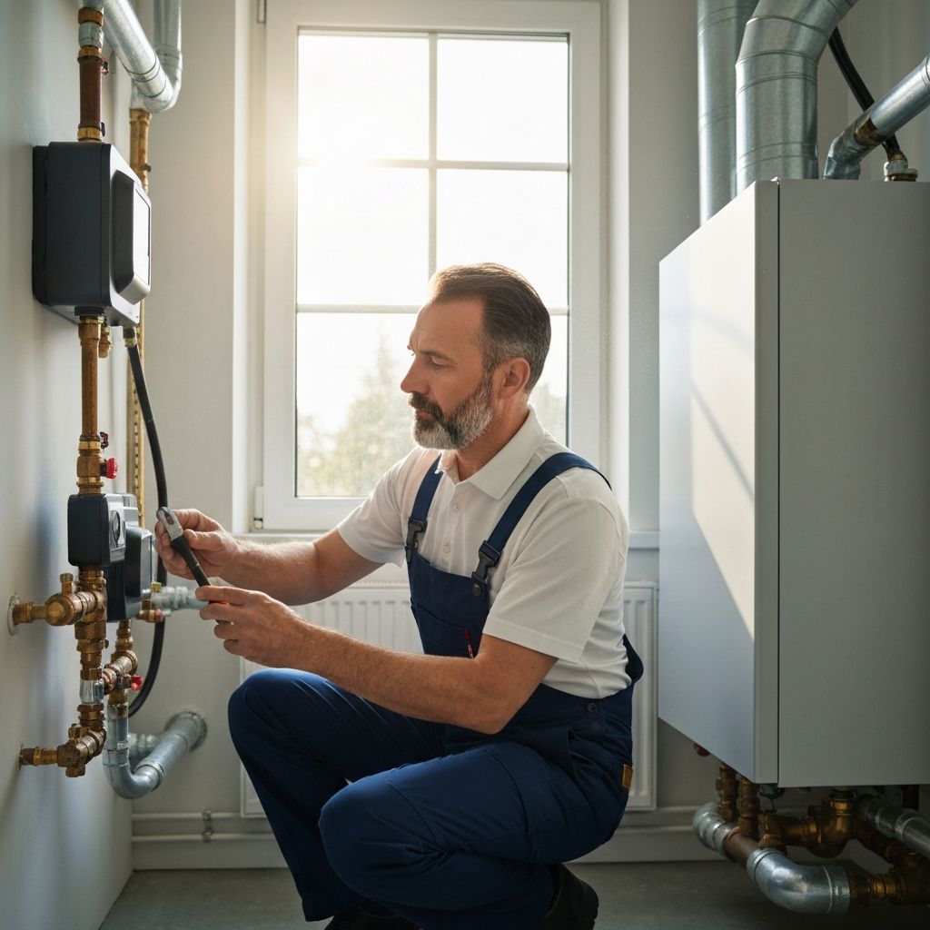 HVAC technician performing maintenance